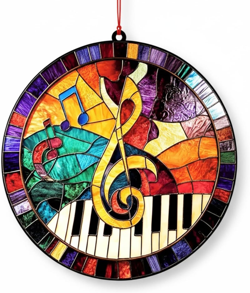 NELXI Piano Ornaments for Christmas Tree, Christmas Ornaments Acrylic Suncatcher, Music Note Ornament with Piano Keys, Musician Gifts for Women, Men, Teachers, Gift Ideas for Music Lovers - Image 1